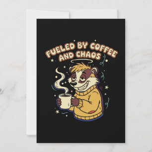 Fuelled By Coffee And Chaos Funny Retro Badger Thank You Card