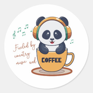 fuelled by coffee and country music classic round sticker