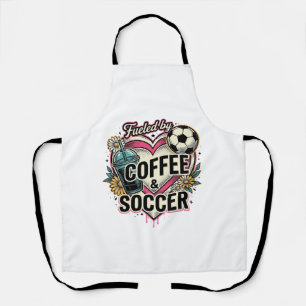 Fuelled By Coffee And Soccer Vintage Shirt Design_ Apron