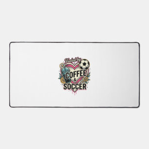Fuelled By Coffee And Soccer Vintage Shirt Design_ Desk Mat