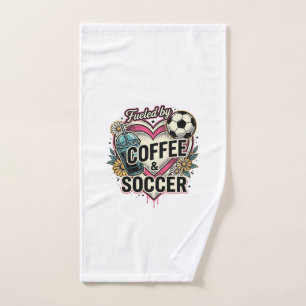 Fuelled By Coffee And Soccer Vintage Shirt Design_ Hand Towel
