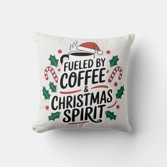 Fuelled by Coffee & Christmas Spirit Cushion (Front)