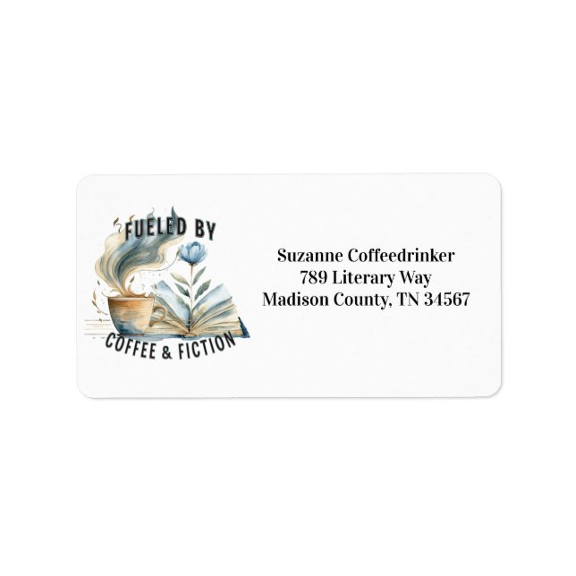 Fuelled by Coffee & Fiction Address Labels (Front)