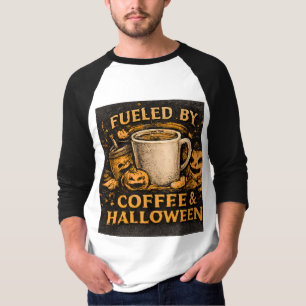 Fuelled By Coffee & Halloween Funny Fall Graphic T-Shirt
