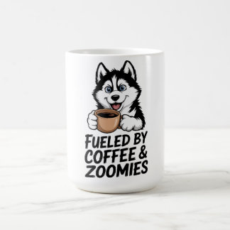 Fuelled By Coffee & Zoomies Funny Husky Dog Lover Mug