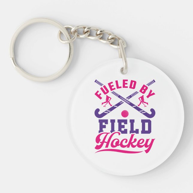 Fuelled by Field Hockey Cute Player Team Key Ring (Front)