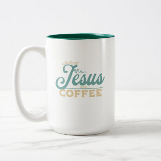 Fuelled by Jesus and Coffee Christian Design Two-Tone Coffee Mug