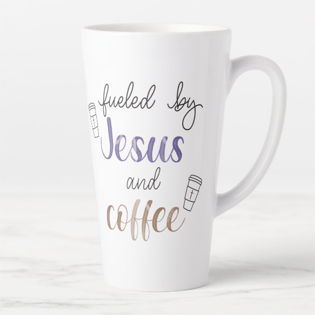 Fuelled by Jesus and coffee  Latte Mug (Right)