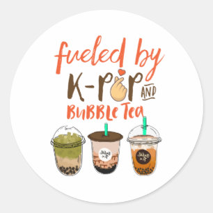 Fuelled By K-Pop and Bubble Tea Funny Boba Lover Classic Round Sticker