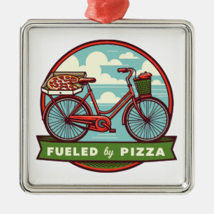 Fuelled By Pizza Bike Metal Ornament