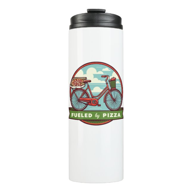Fuelled By Pizza Bike Thermal Tumbler (Front)