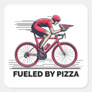 Fuelled By Pizza Cyclist Square Sticker