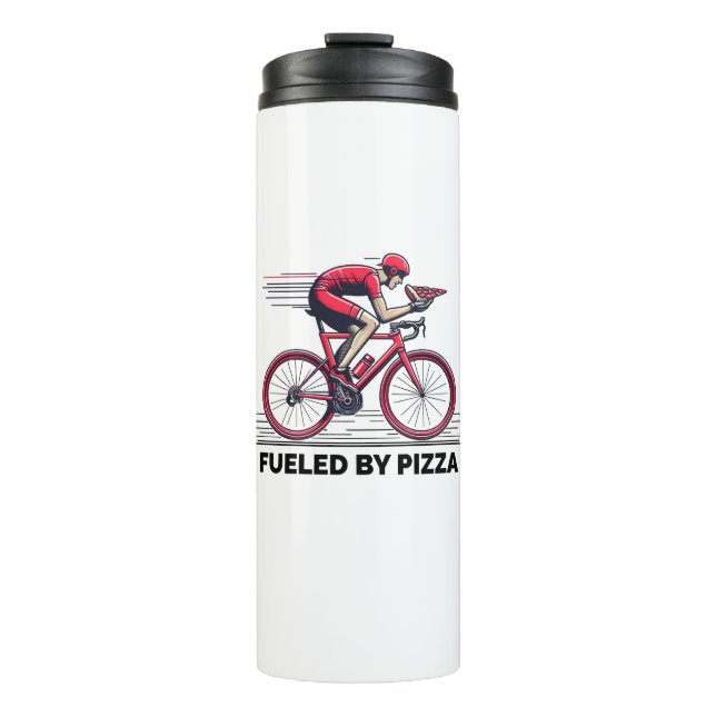 Fuelled By Pizza Cyclist Thermal Tumbler (Front)