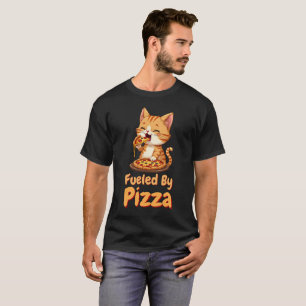 Fuelled By Pizza Funny Tabby Tiger Cat Eating Pizz T-Shirt