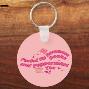 Fuelled By Romance Books & Peppermint Tea Key Ring