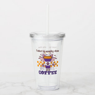 Fuelled By Spooky Vibes and Coffee – Halloween Bat Acrylic Tumbler