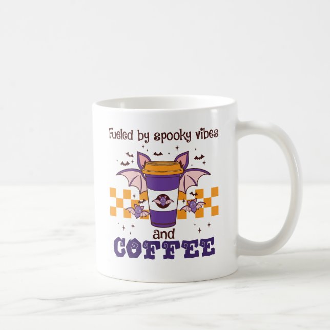 Fuelled By Spooky Vibes and Coffee – Halloween Bat Mug (Right)