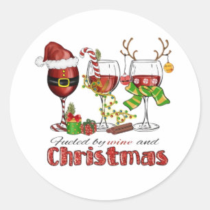 Fuelled by Wine and Christmas Classic Round Sticker