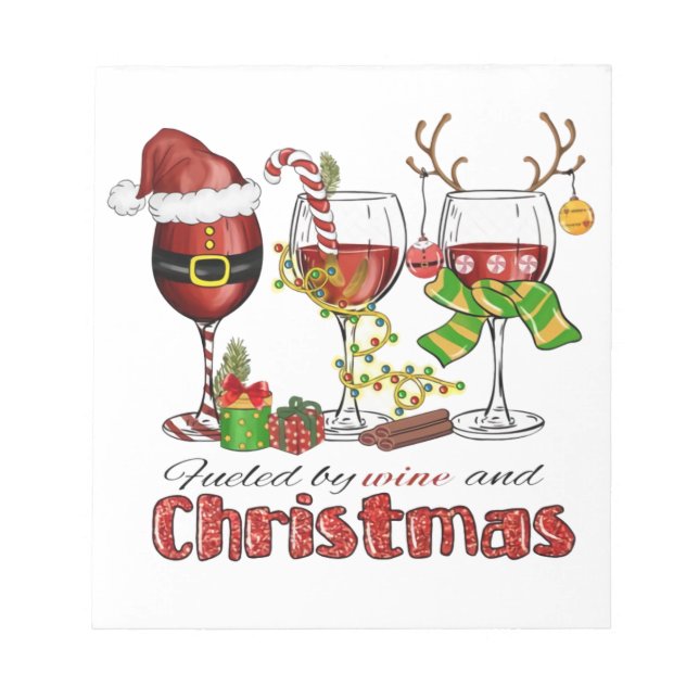 Fuelled by Wine and Christmas Notepad (Front)