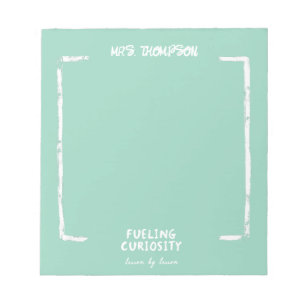 Fuelling Curiosity Personalised Teacher Gift Green Notepad