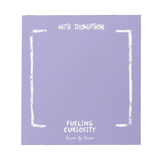 Fuelling Curiosity Personalised Teacher Lavender Notepad (Front)