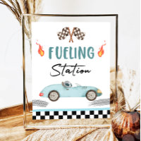 Fuelling Station Blue Race Car Two Fast Birthday