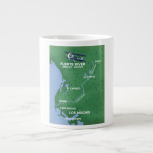 Fuerte River Sinaloa, Mexico travel map Large Coffee Mug