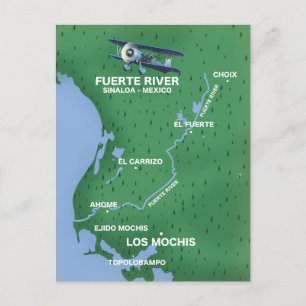 Fuerte River Sinaloa, Mexico travel map Postcard