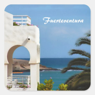 Fuerteventura Coastal Travel Art Square Sticker
