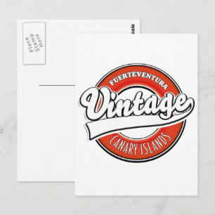 Fuerteventura spain vintage style logo postcard
