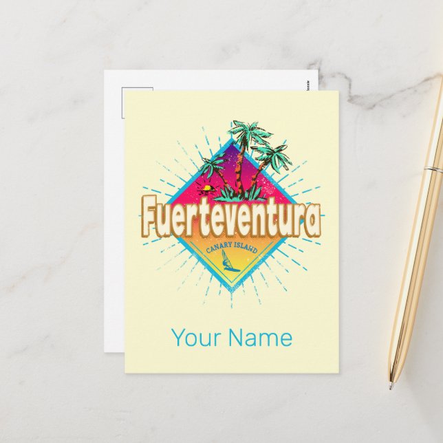 Fuerteventura Surfer Canary Islands Vintage Holiday Postcard (Front/Back In Situ)