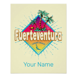 Fuerteventura Surfer Canary Islands Vintage Poster