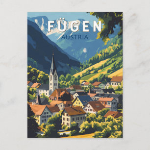 Fugen Austria Illustration Travel Art Vintage Postcard