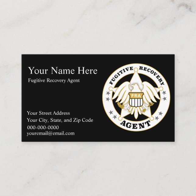 FUGITIVE RECOVERY AGENT BADGE Business Card (Front)