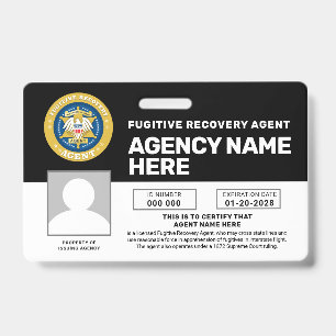 FUGITIVE RECOVERY AGENT BADGE  ID BADGE