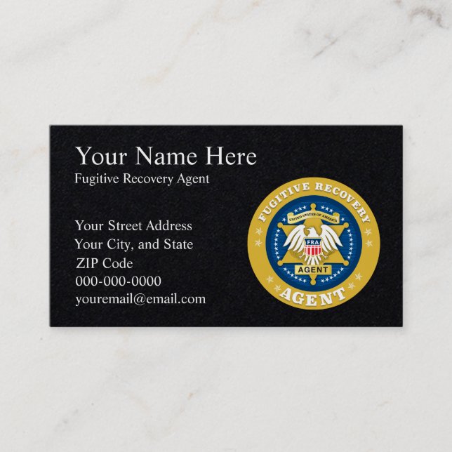 FUGITIVE RECOVERY AGENT Business Cards (Front)