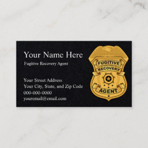 FUGITIVE RECOVERY AGENT Business Cards