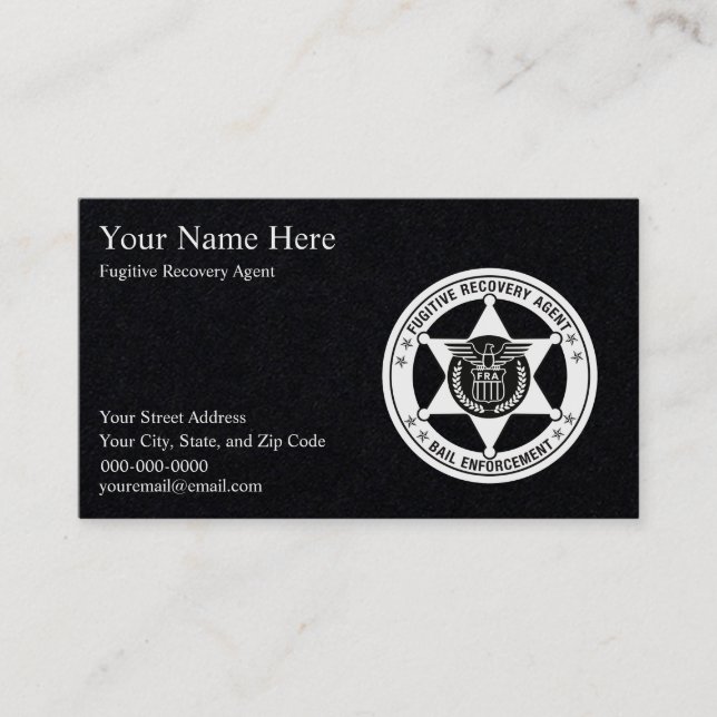 FUGITIVE RECOVERY & BAIL ENFORCE Business Cards (Front)