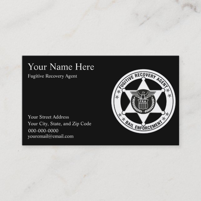 FUGITIVE RECOVERY & BAIL ENFORCE Business Cards (Front)