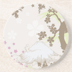 Fuji and Sakura - brown Coaster