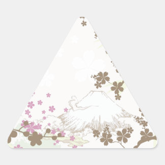 Fuji and Sakura - brown Triangle Sticker