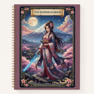 Fuji Blossom Guardian Anime Kimono Mount Fuji  Notebook