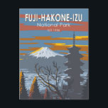 Fuji-Hakone-Izu National Park Japan Art Vintage Postcard<br><div class="desc">Fuji-Hakone-Izu National Park vector art design. It consists of Mount Fuji,  Fuji Five Lakes,  Hakone,  the Izu Peninsula,  and the Izu Islands.</div>