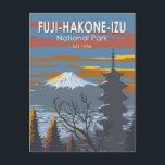 Fuji-Hakone-Izu National Park Japan Art Vintage Postcard<br><div class="desc">Fuji-Hakone-Izu National Park vector art design. It consists of Mount Fuji,  Fuji Five Lakes,  Hakone,  the Izu Peninsula,  and the Izu Islands.</div>