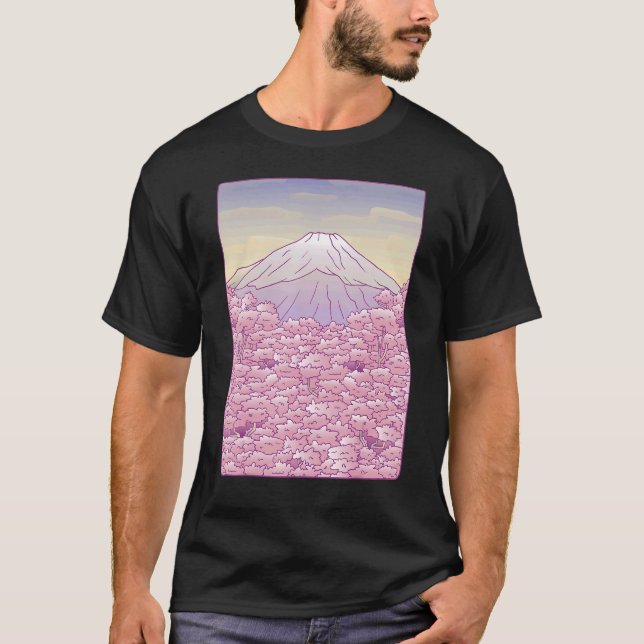 Fuji Japanese Sakura Cherry Blossom Tree Japan Gra T-Shirt (Front)