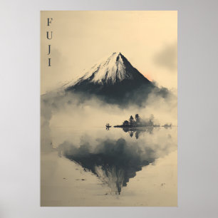 FUJI - Minimalist Sumi-e Ink  Poster