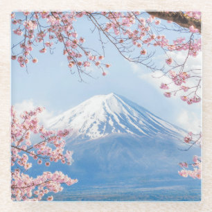 Fuji Mountain Kawaguchiko Lake Spring In Japan Glass Coaster