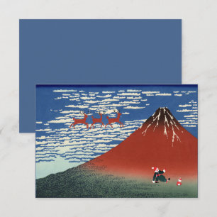 Fuji Mountains in Christmas, Vintage Japanese Art Invitation