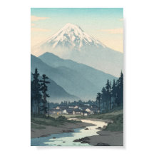 Fuji River Village Modern Ukiyo-e Zen