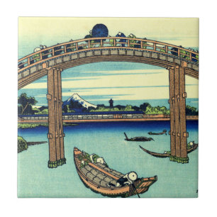 Fuji seen through the Mannen Bridge at Fukagawa Tile